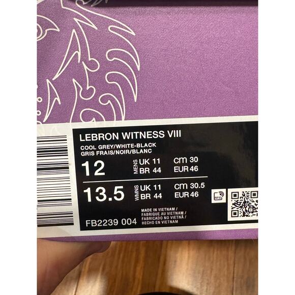 Nike LeBron Witness VIII “Cool Grey/Black” – Men’s Size 12 – New in Box main image 5